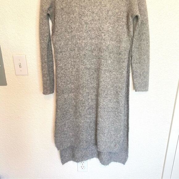 STEFANEL Italian Design Women's Medium Gray Alpaca Blend Tunic Dress Side Slit - Picture 6 of 8